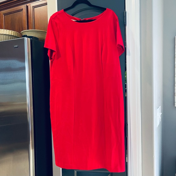 SET TALBOTS Italian Made Gold Label Double Knit Red Blazer Jacket Sheath Dress - Picture 8 of 16